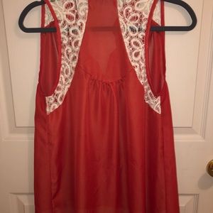 Rust lace tank by Poetry, medium, good condition
